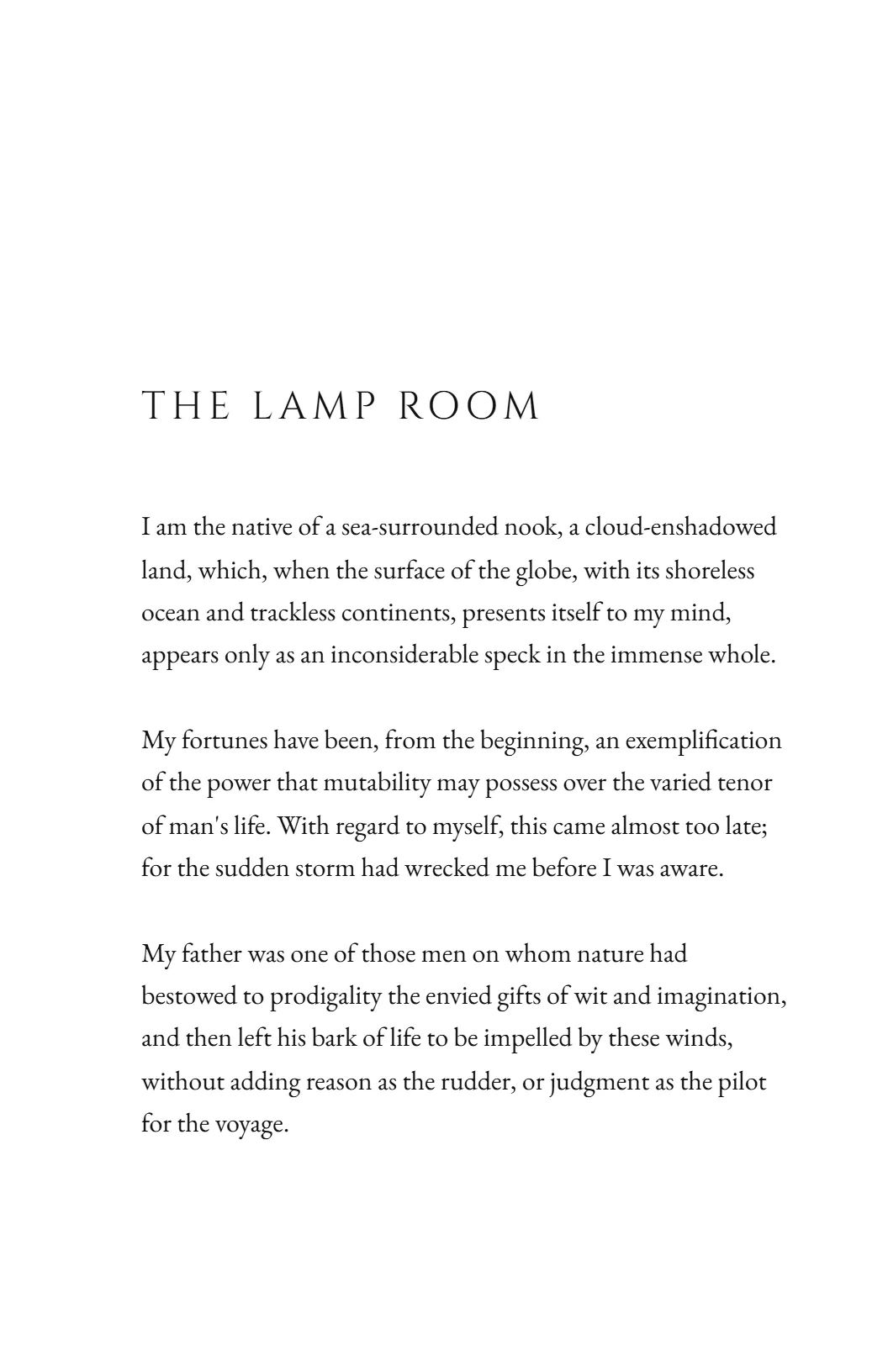 Broadside — A larger face for long lines. Narrative poetry and translation.
